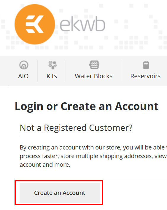 ekwb公式オンラインショップのアカウントを作成する方法（手順3）