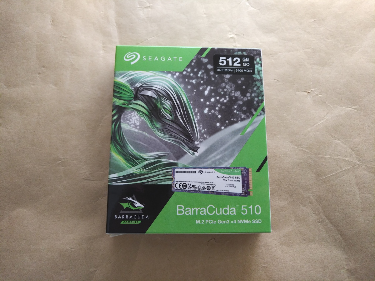Seagate BarraCuda 510 SSD M.2 512GBのパッケージ