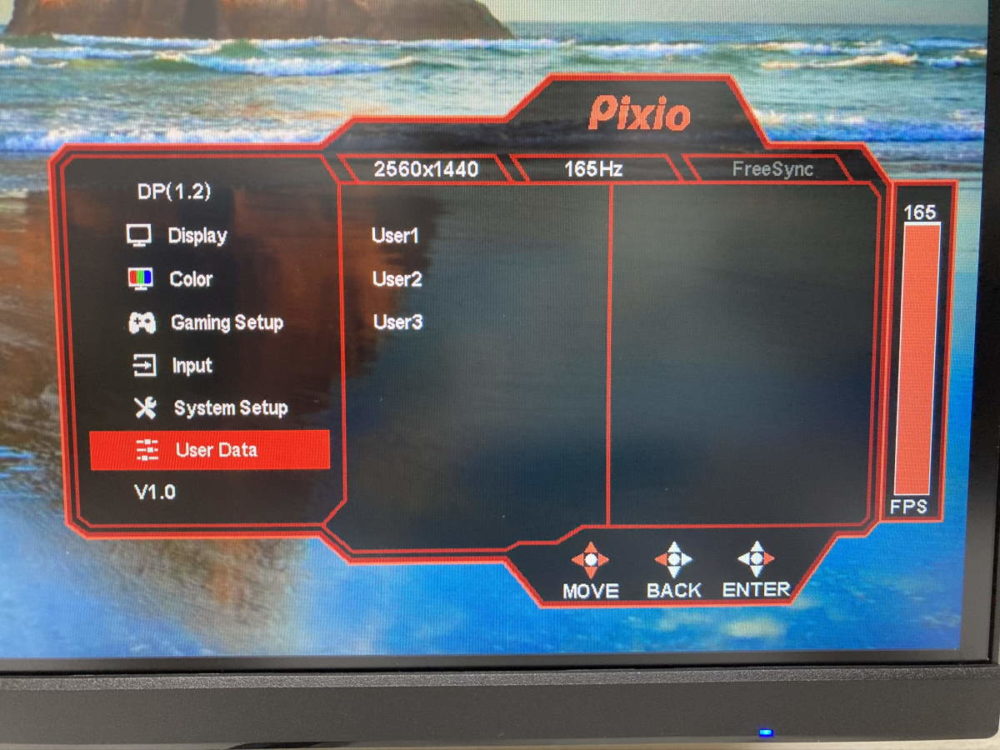 Pixio PX277 Prime(PX277P)のOSDメニュー(User Data)