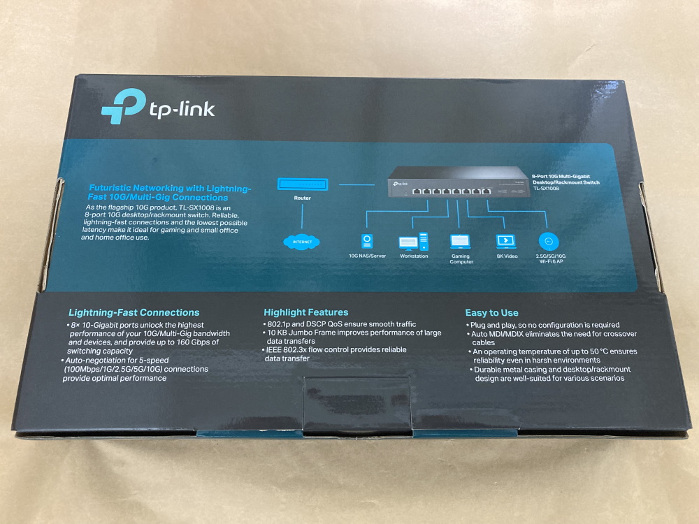TP-Link TL-SX1008のパッケージ裏側