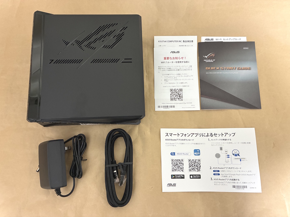 ROG Strix GS-BE7200Xの付属品一覧
